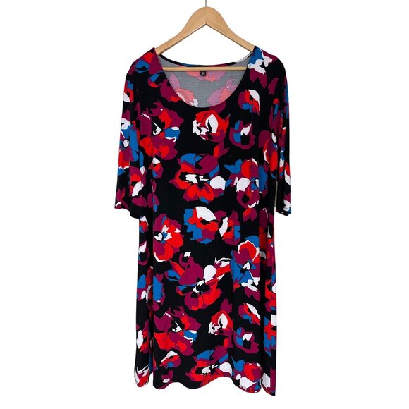 Roz & Ali Vibrant Floral Print Scoop Neck Shift Dress Size XL All-Season Office - Picture 4 of 7